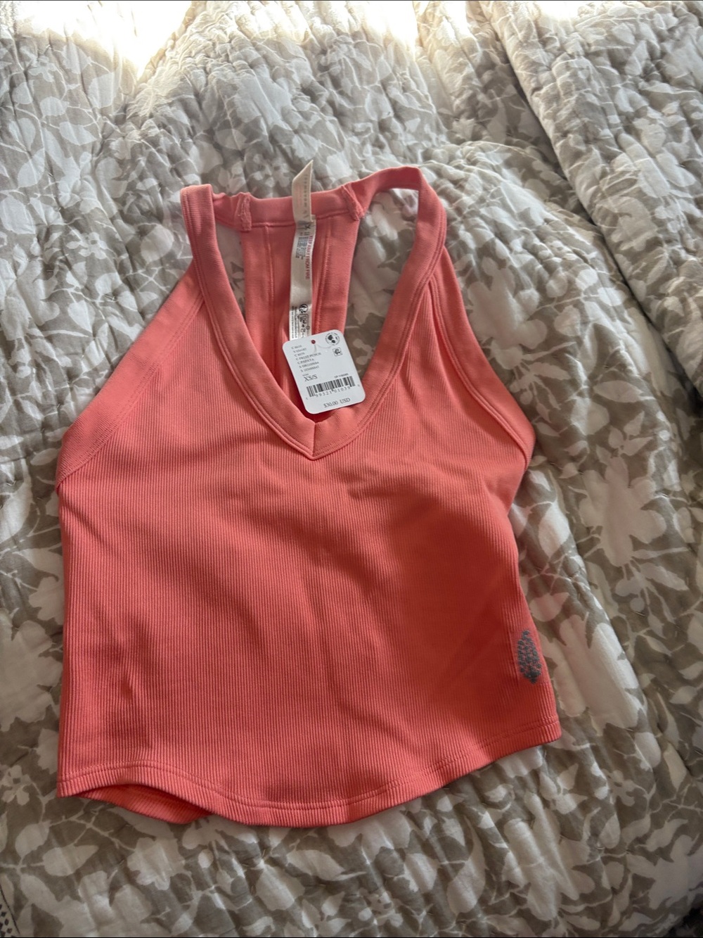 FP Movement by Free People Coral Ribbed V-Neck Tank